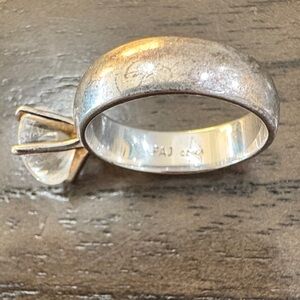 Elegant Sterling Silver With Big Zirconia Women's Ring